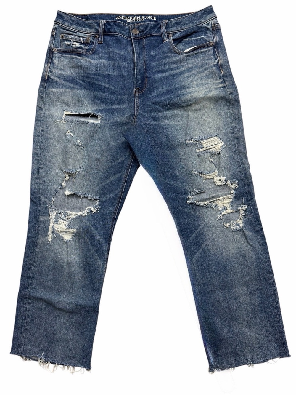 American Eagle Hi Rise Slim Distressed Crop Jeans Size 14 Short